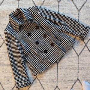 Vintage Mudd Cropped Houndstooth Pea Coat Wool Size Large